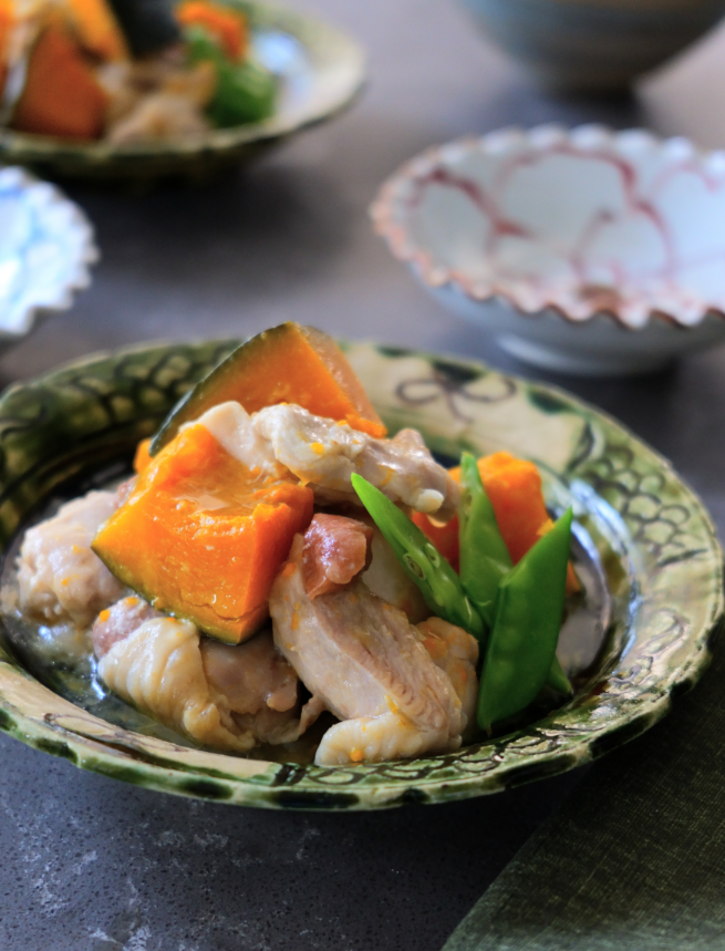 レンジで快適&調味料もシンプル✨【かぼちゃと鶏肉の梅塩煮】