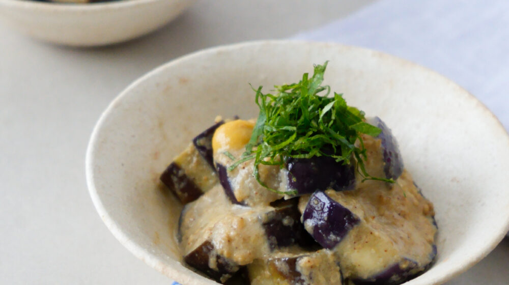 【なすのレンチンマヨ味噌和え】