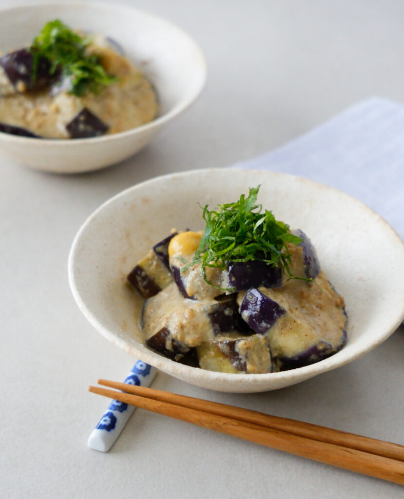 【なすのレンチンマヨ味噌和え】