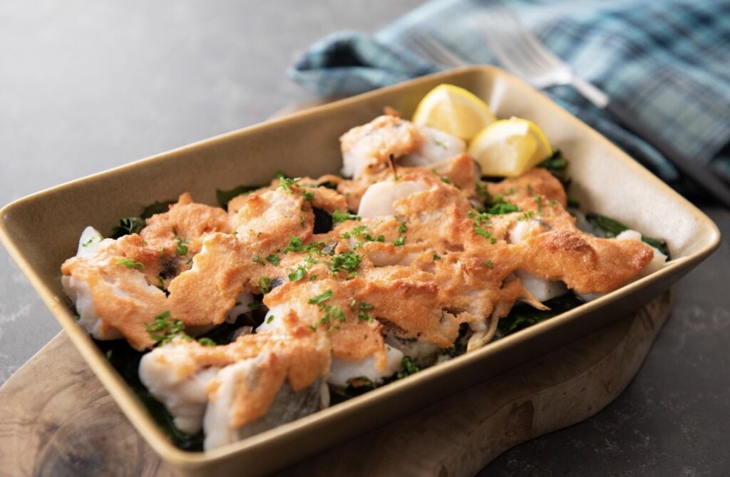 子供もりもり！レンジ＆トースターでほったらかし【たらとほうれん草のたらこマヨ焼き】