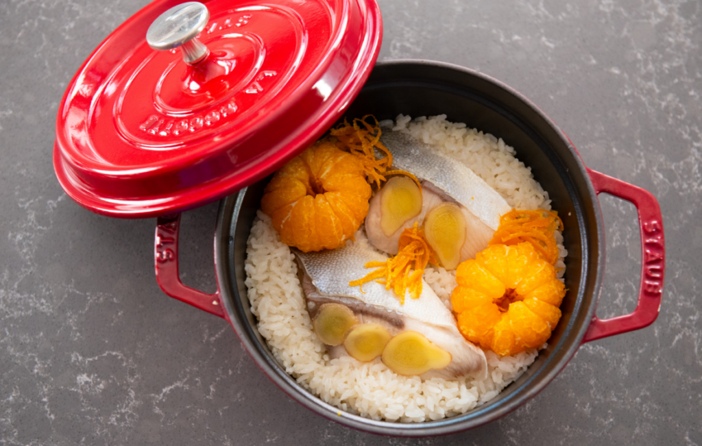 丸ごとだから美味しい🐟【ぶりとみかんの炊き込みご飯🍊】