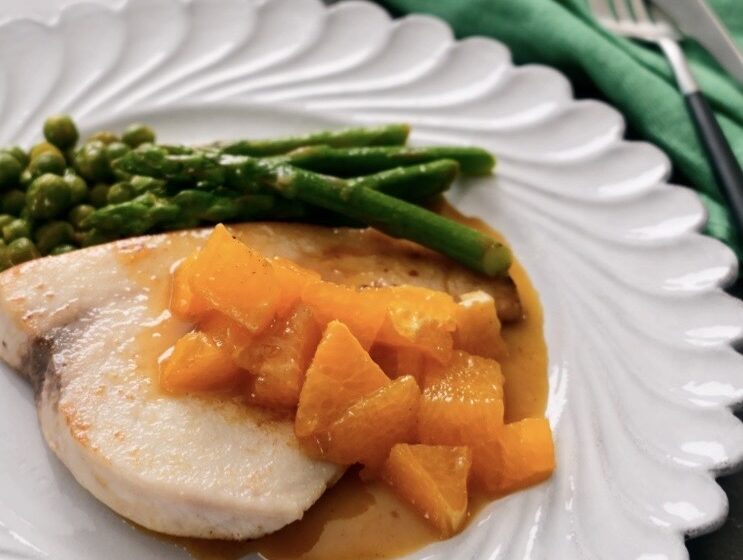 パサパサ卒業🐟子供が完食する【めかじきとアスパラのバターソテー　デコポンソース】