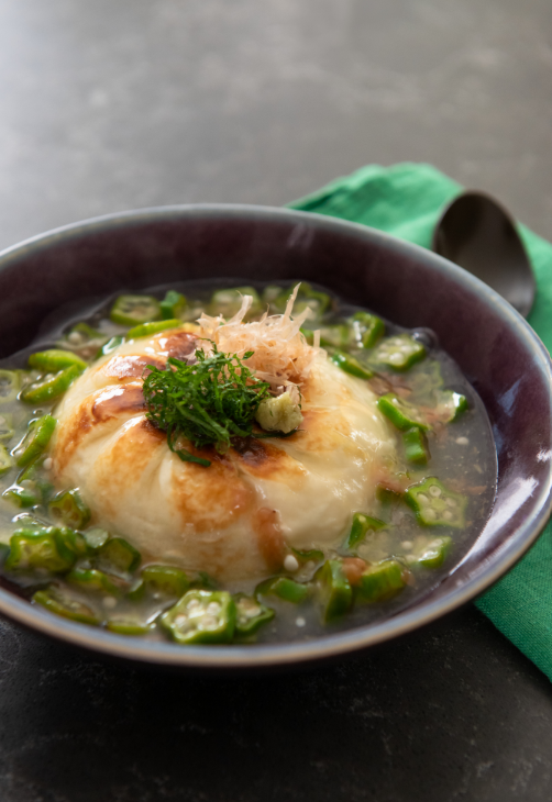 市販の肉まん大変身⁉️【オクラ梅あんかけの焼き肉まん】