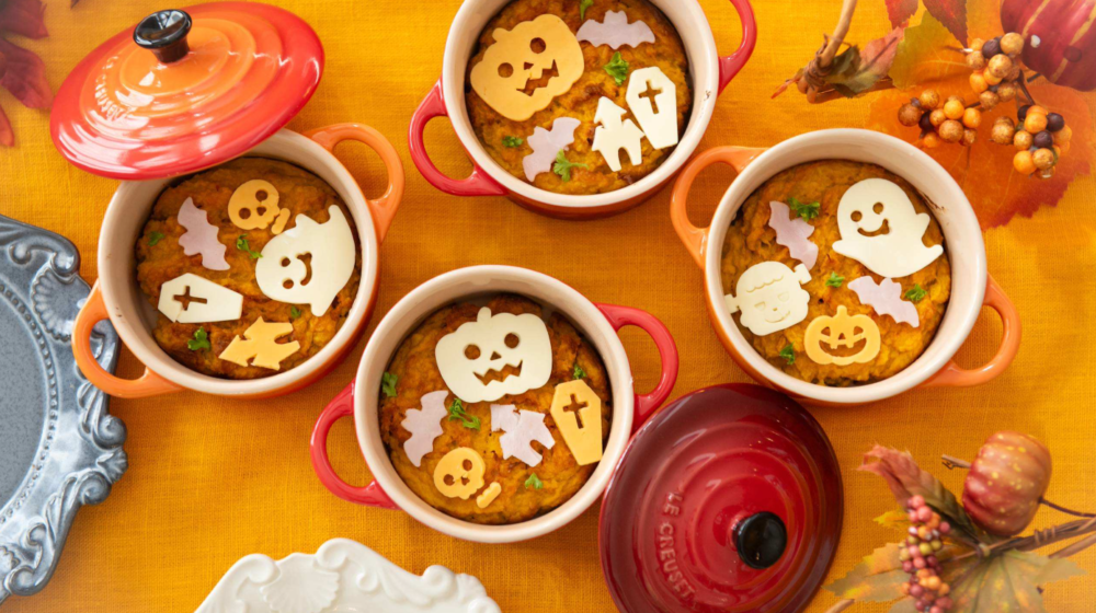 【ハロウィンの子供パーティーに】ツナとかぼちゃのココットハンバーグ